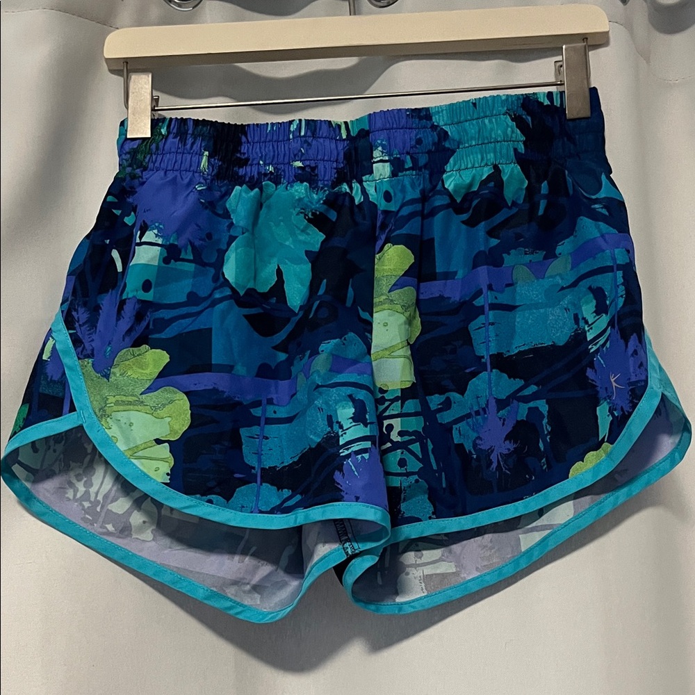 Danskin Now Blue, Teal & Lime Floral Athletic Shorts